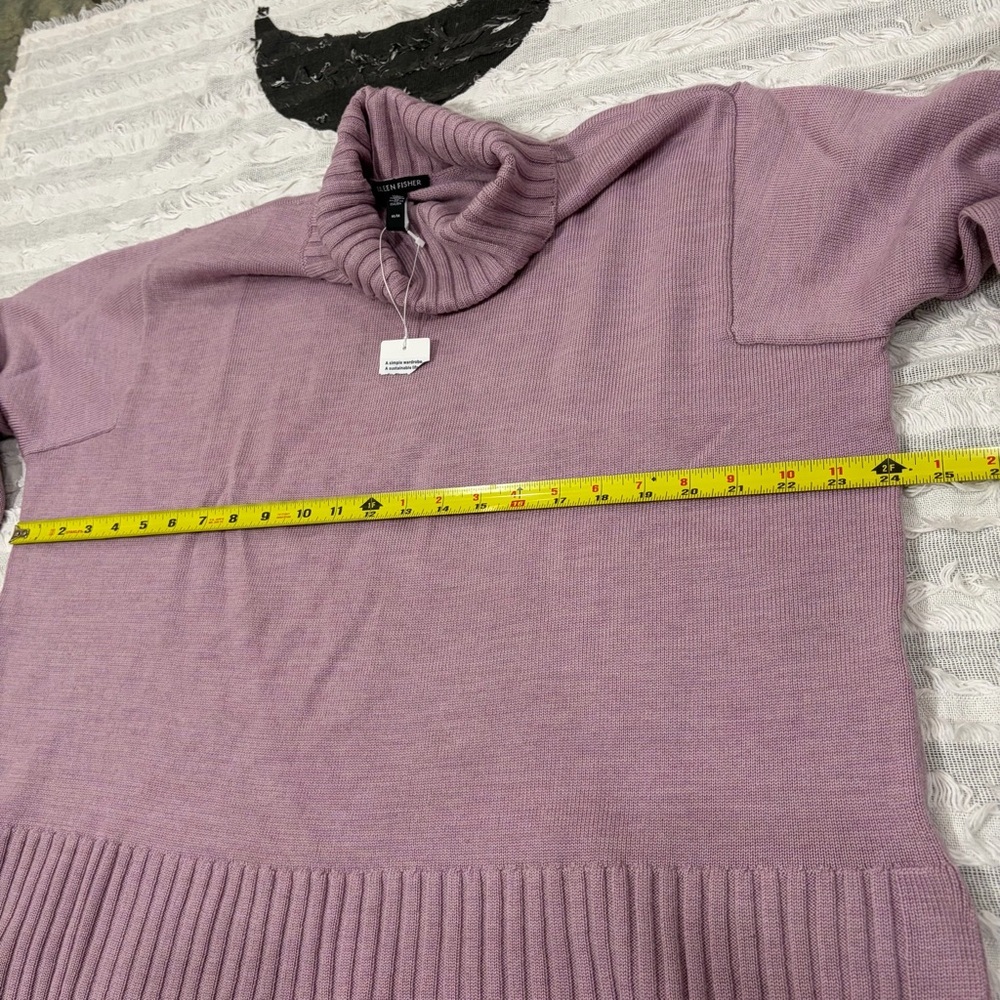 Eileen Fisher Sweater Womens M Pink Italian Merino Wool Relaxed Turtleneck Tunic - Picture 10 of 12